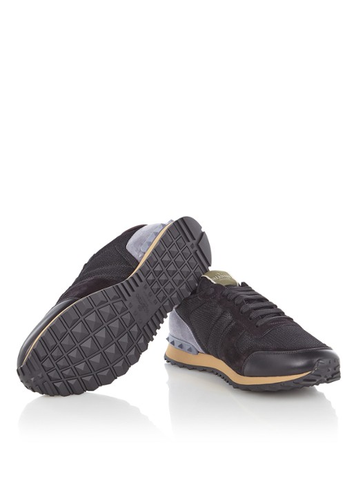 Valentino Garavani Rockrunner sneaker met suède details - detail 3 zwart
