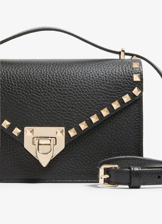 Valentino Garavani Rockstud Small schoudertas van kalfsleer - detail 4 zwart