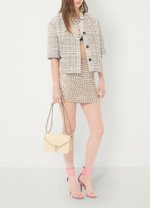 Valentino Garavani Rockstud Small schoudertas van kalfsleer - detail 5 creme