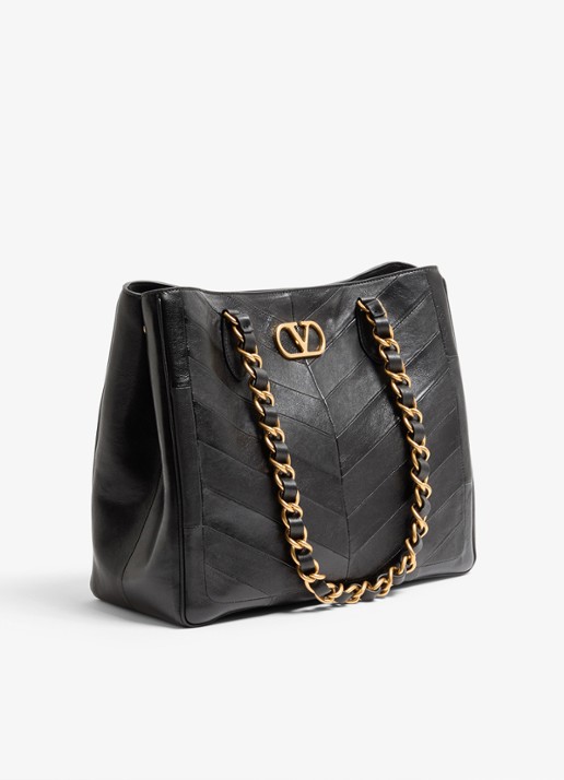 Valentino Garavani Shopper van lamsleer - voorkant 3 zwart