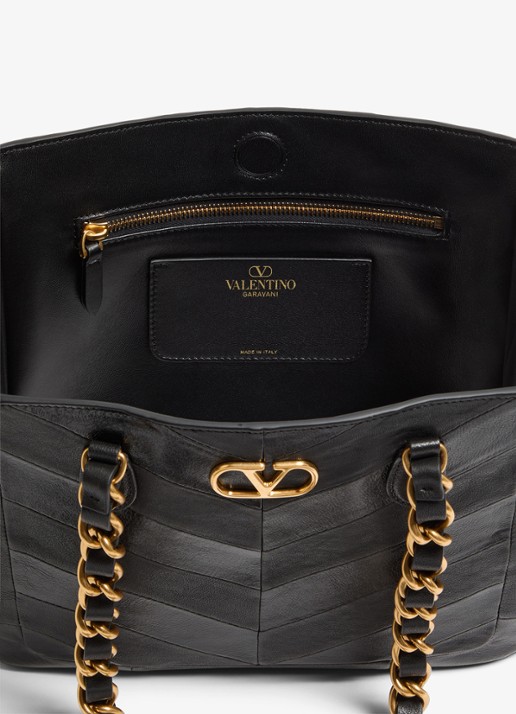 Valentino Garavani Shopper van lamsleer - detail 4 zwart