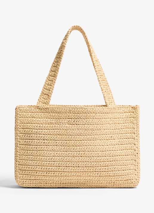 Valentino Garavani Shopper van raffia - achterkant 3 beige