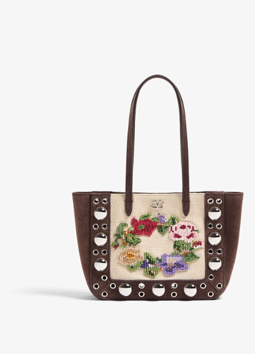 Valentino Garavani Shopper van suède met kralendecoratie
