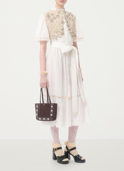 Valentino Garavani Shopper van suède met studs - detail 5 donkerbruin