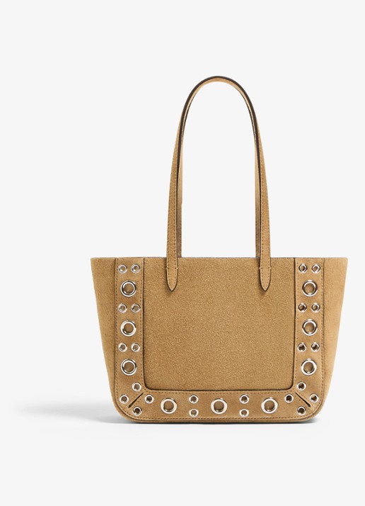 Valentino Garavani Shopper van suède met studs - achterkant 4 beige