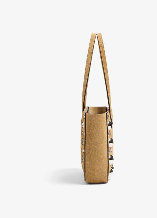 Valentino Garavani Shopper van suède met studs - detail beige