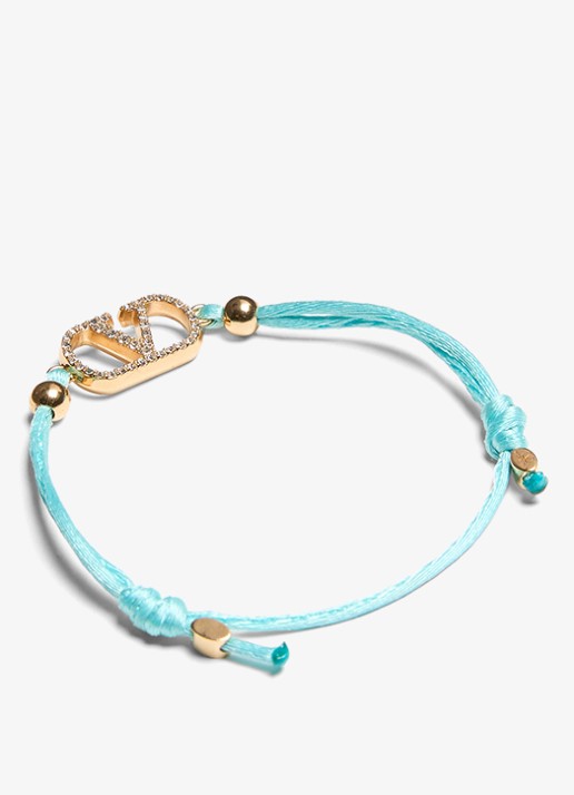 Valentino Garavani Signature armband met logo - detail 3 turquoise