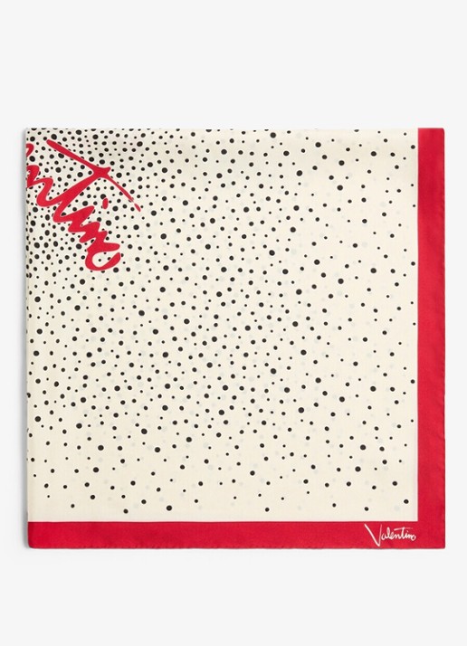 Valentino Garavani Sjaal met logo 90 x 90 cm - voorkant 3 gebroken wit