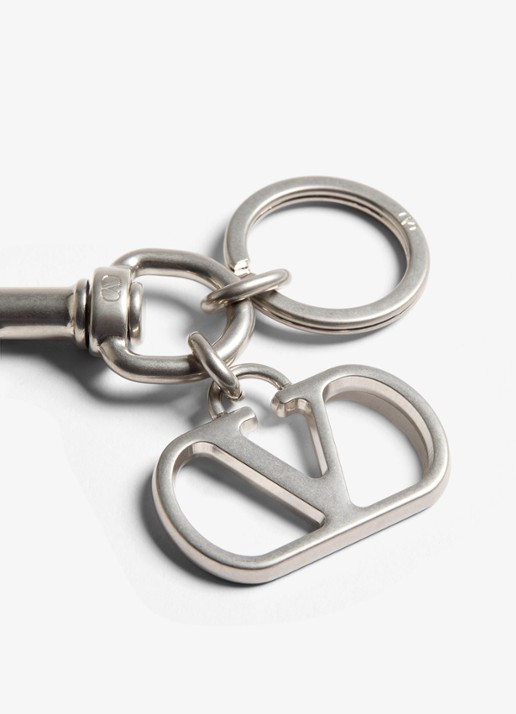 Valentino Garavani Sleutelhanger met logo - voorkant 3 zilver