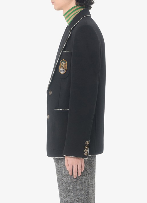 Valentino Garavani Slim fit colbert van scheerwol met opgestikte zakken - detail 5 zwart