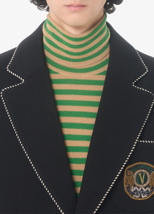 Valentino Garavani Slim fit colbert van scheerwol met opgestikte zakken - detail 6 zwart