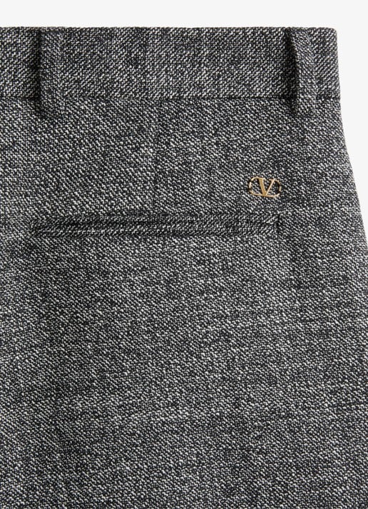 Valentino Garavani Slim fit pantalon van scheerwol met gemêleerd dessin - detail 5 grijsmele