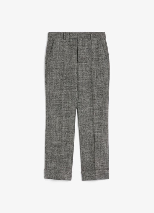 Valentino Garavani Slim fit pantalon van scheerwol met gemêleerd dessin - voorkant grijsmele