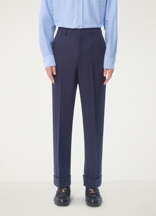 Valentino Garavani Slim fit pantalon van scheerwol met steekzakken