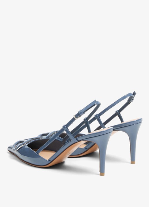 Valentino Garavani Slingback van kalfsleer met lakfinish - achterkant 7 blauw