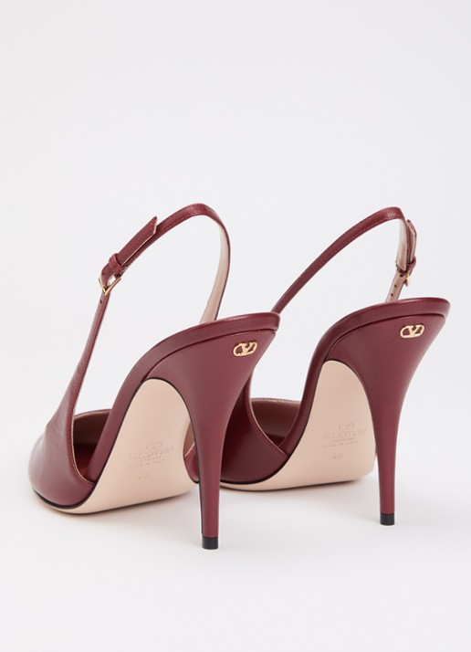 Valentino Garavani Slingback van leer - achterkant 6 donkerrood