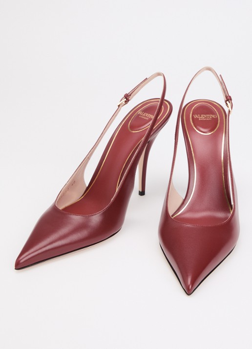 Valentino Garavani Slingback van leer - detail 2 donkerrood