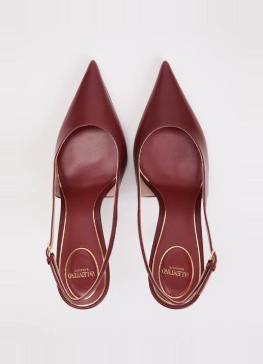Valentino Garavani Slingback van leer - detail 3 donkerrood