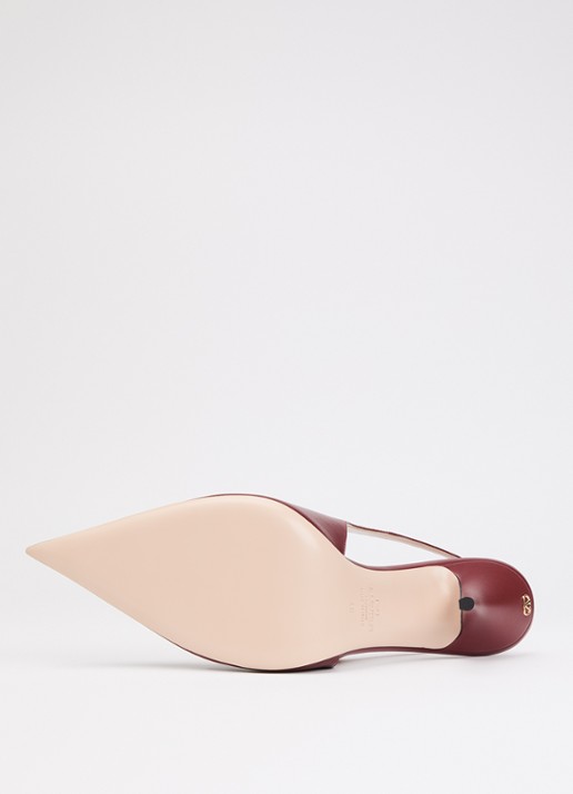 Valentino Garavani Slingback van leer - detail 4 donkerrood