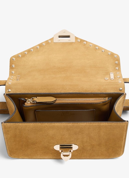 Valentino Garavani Small crossbodytas van lamssuède - detail 4 camel