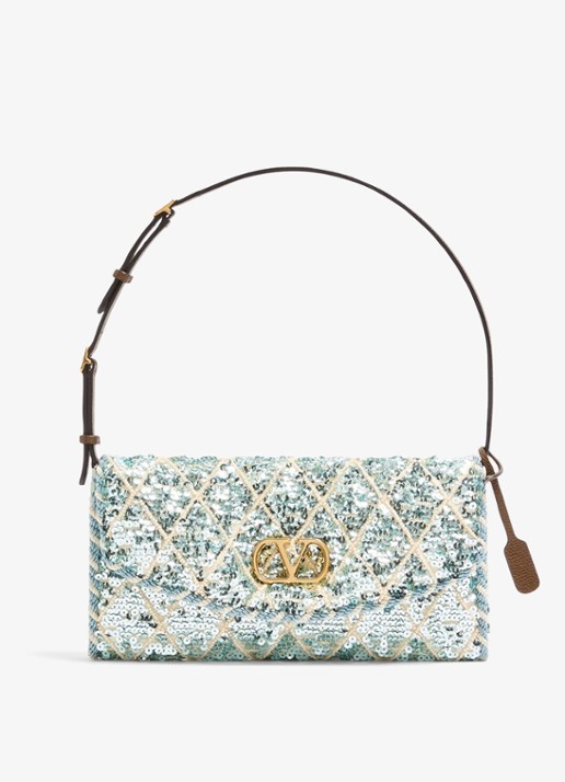 Valentino Garavani Small schoudertas met pailletten en leren details