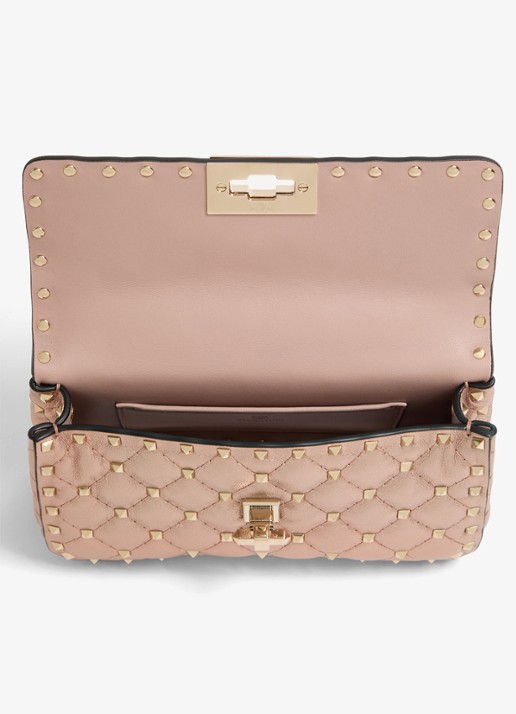 Valentino Garavani Small schoudertas van lamsleer met metallic finish - detail 3 oudroze