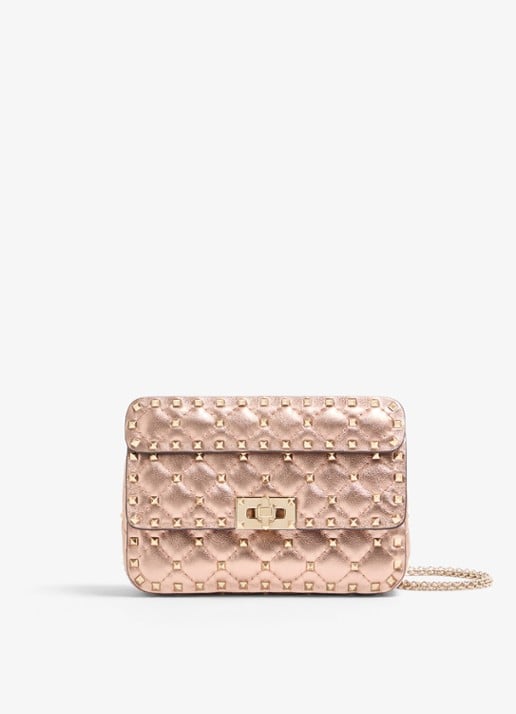 Valentino Garavani Small schoudertas van lamsleer met metallic finish