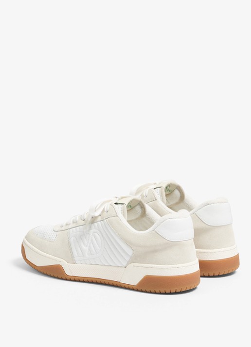 Valentino Garavani Sneaker van leer met suède details - achterkant 7 gebroken wit