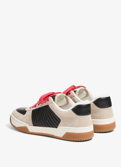 Valentino Garavani Sneaker van leer met suède details - achterkant 7 zwart