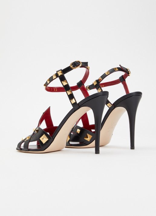 Valentino Garavani Studdy sandalette van leer met studs - achterkant 6 zwart
