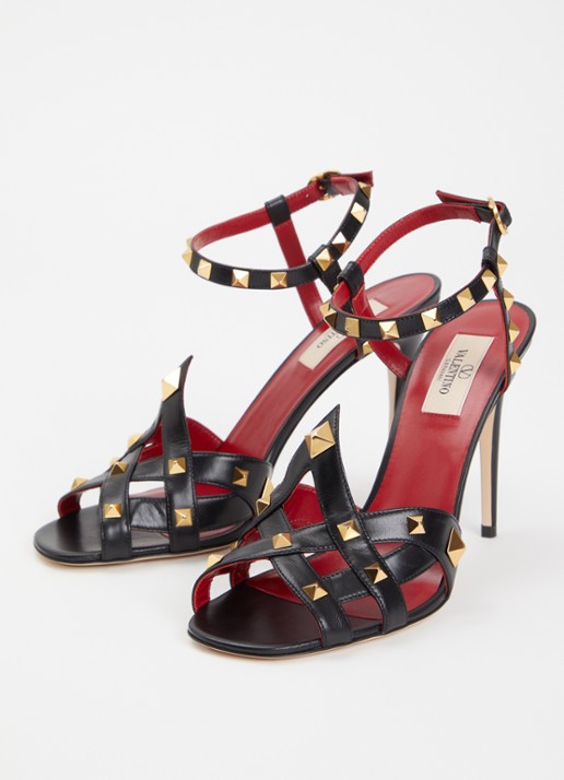 Valentino Garavani Studdy sandalette van leer met studs - detail 2 zwart