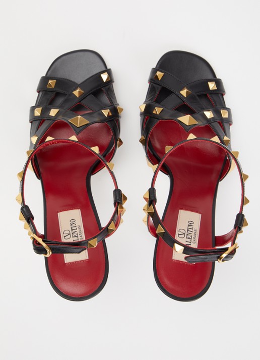 Valentino Garavani Studdy sandalette van leer met studs - detail 3 zwart