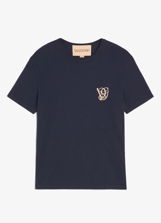 Valentino Garavani T-shirt met logo - voorkant 2 donkerblauw