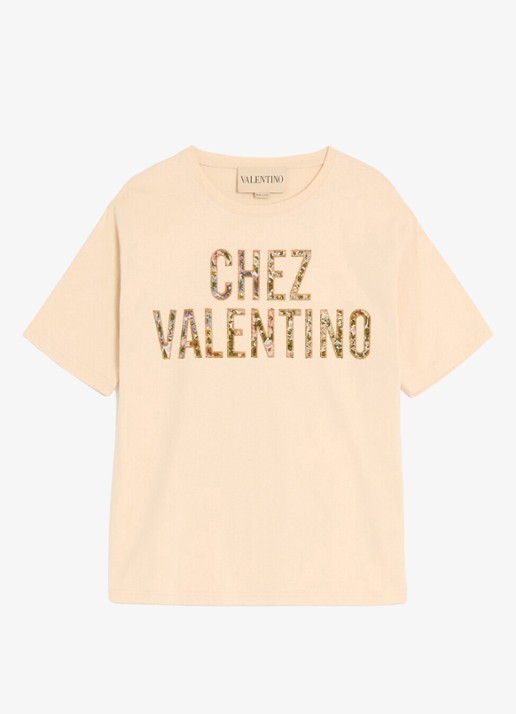 Valentino Garavani T-shirt met logoborduring - voorkant 6 creme