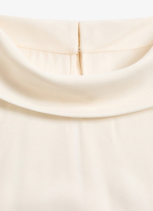 Valentino Garavani Top van zijde met opstaande kraag - detail 5 gebroken wit