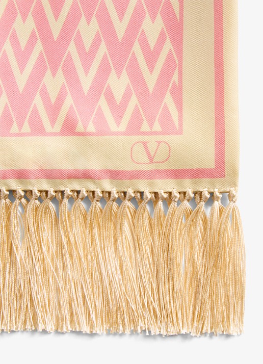 Valentino Garavani Toute la V sjaal van zijde 180 x 15 cm - detail 4 roze