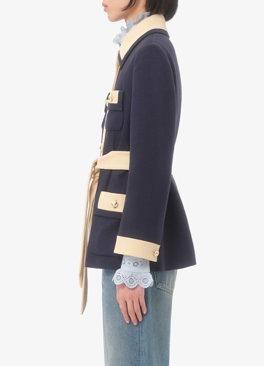 Valentino Garavani Vest met strikceintuur en opgestikte zakken - detail 5 donkerblauw