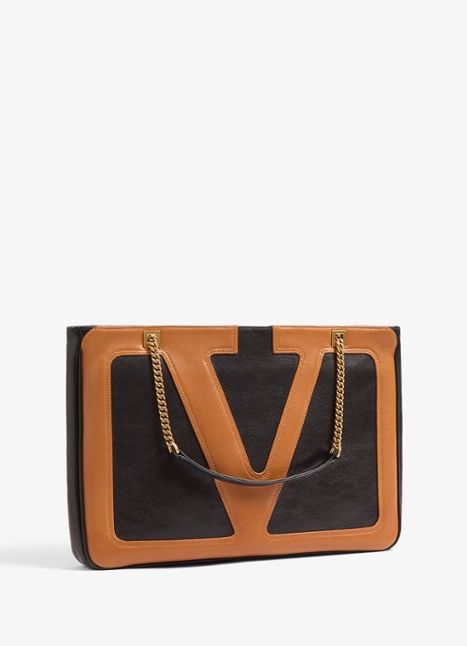 Valentino Garavani Viva Superstar Medium schoudertas van lamsleer - detail 3 zwart