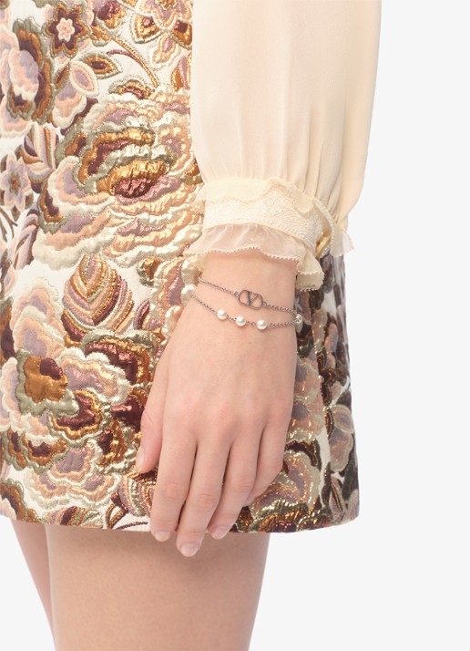Valentino Garavani VLogo Signature armband met logo - voorkant 4 zilver