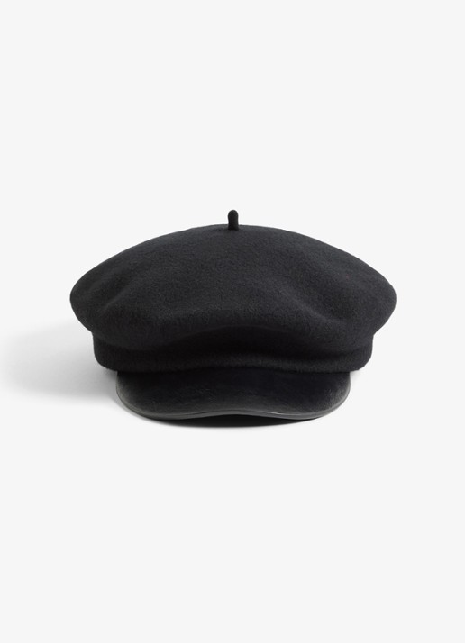 Valentino Garavani Vlogo Signature flatcap van wol met leren details