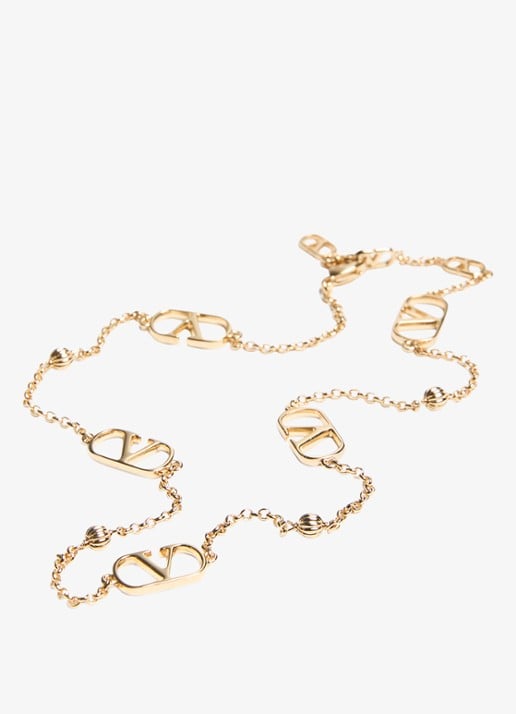 Valentino Garavani Vlogo Signature ketting met logo - detail 3 goud