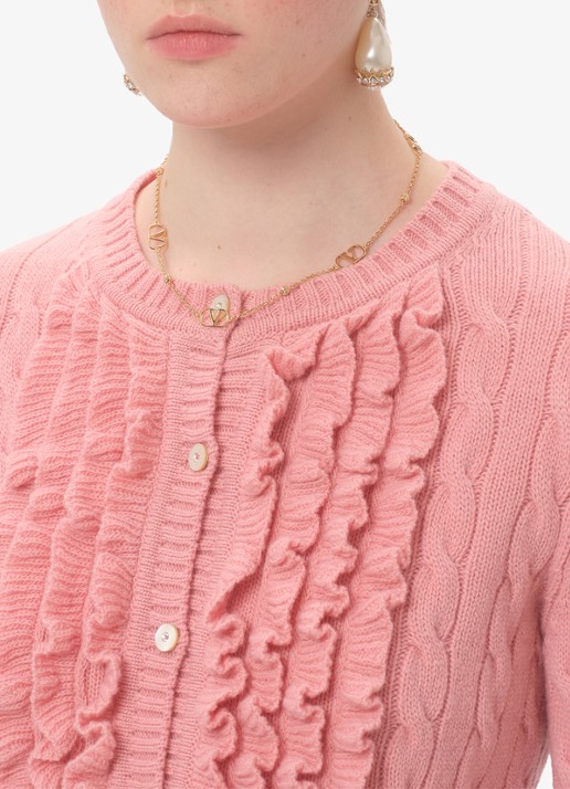 Valentino Garavani Vlogo Signature ketting met logo - voorkant 2 goud