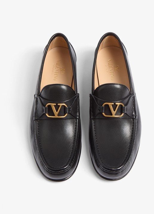 Valentino Garavani VLogo Signature loafer van leer - detail 3 zwart