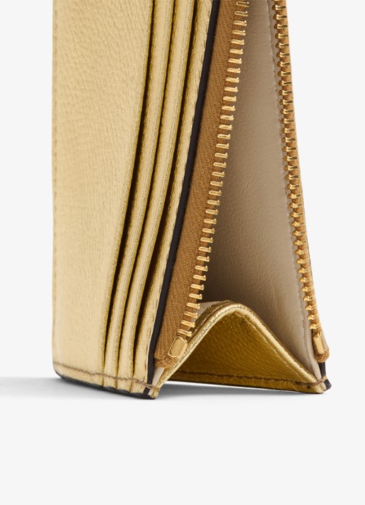 Valentino Garavani VLogo Signature portemonnee van kalfsleer met metallic finish - detail 5 goud