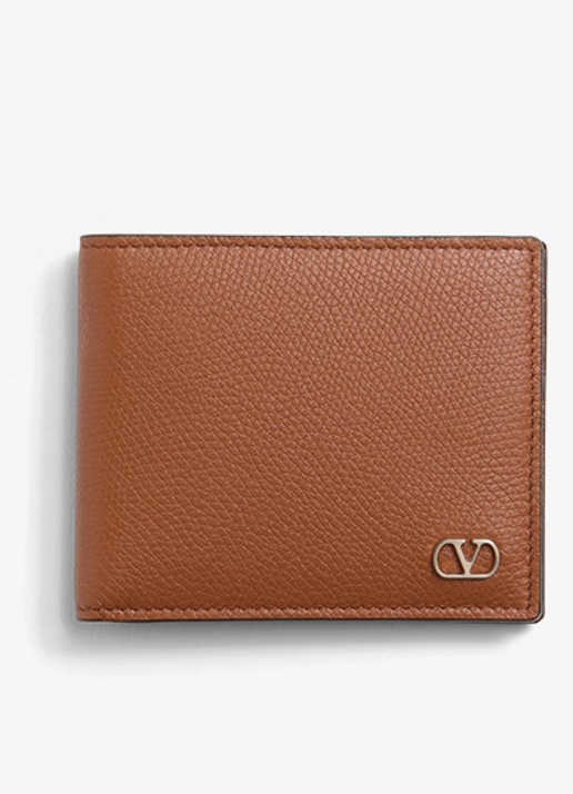 Valentino Garavani VLogo Signature portemonnee van kalfsleer - voorkant 4 bruin