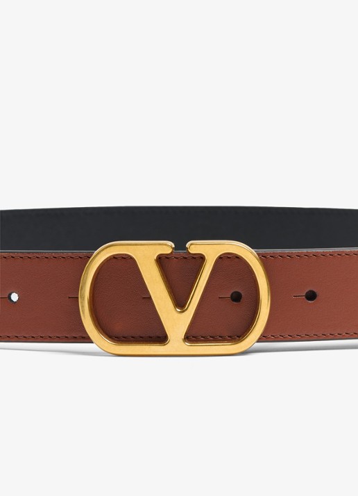 Valentino Garavani VLogo Signature riem van kalfsleer - detail 4 roestbruin
