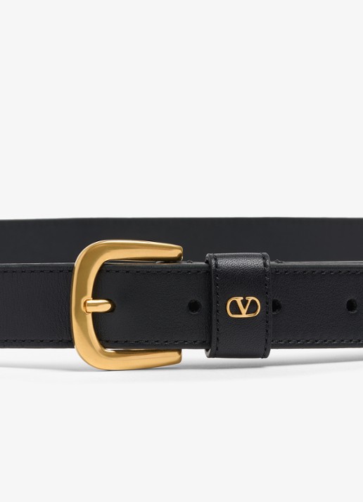 Valentino Garavani VLogo Signature riem van kalfsleer - detail 4 zwart