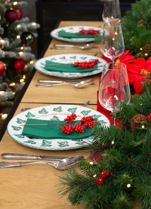 Van Der Gucht Everyday kerstguirlande met LED verlichting Ø30 cm - achterkant 2 groen