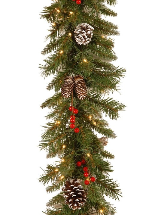 Van Der Gucht Frosted Berry kerstguirlande met LED verlichting 274 cm