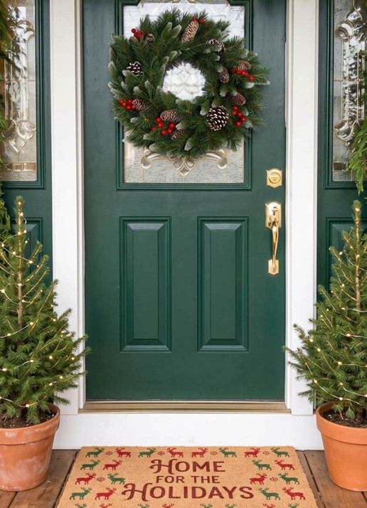 Van Der Gucht Frosted Berry kerstkrans 50 cm - achterkant groen